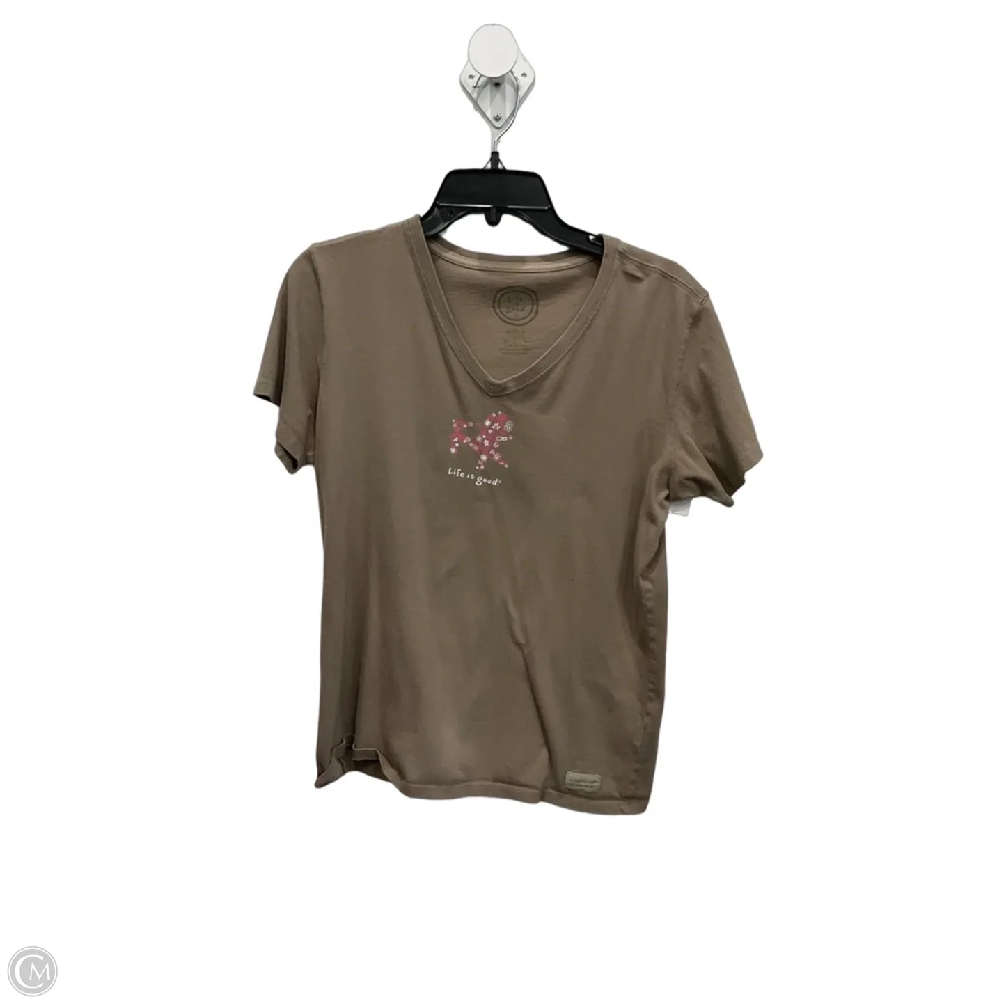 Top Short Sleeve By Life Is Good In Brown, Size: L