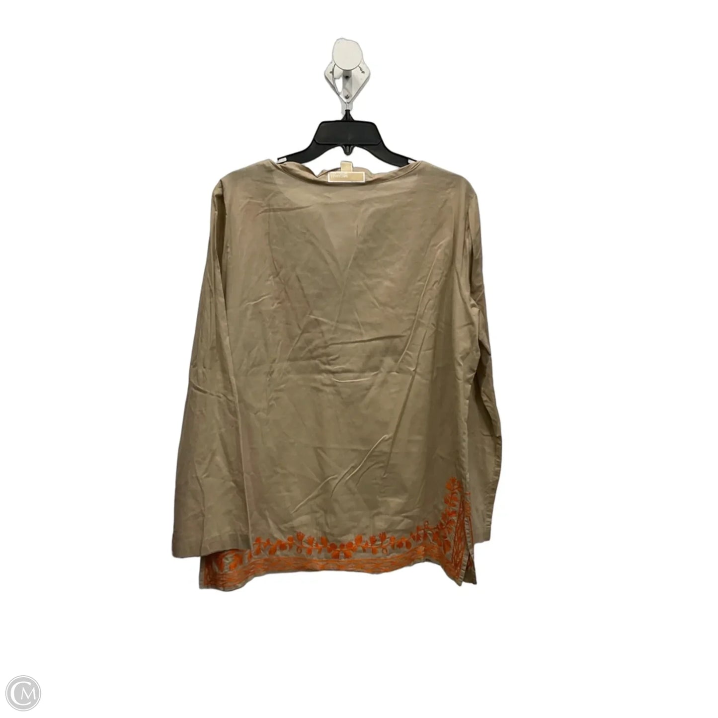 Top Long Sleeve By Michael By Michael Kors In Orange & Tan, Size: L