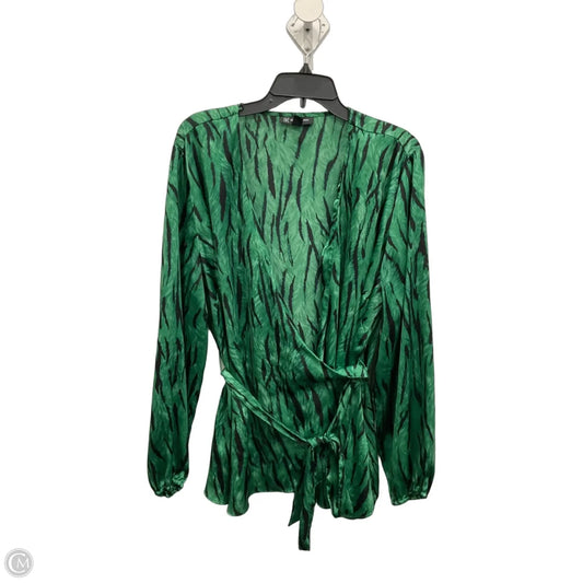 Top Long Sleeve By International Concepts In Black & Green, Size: 3x