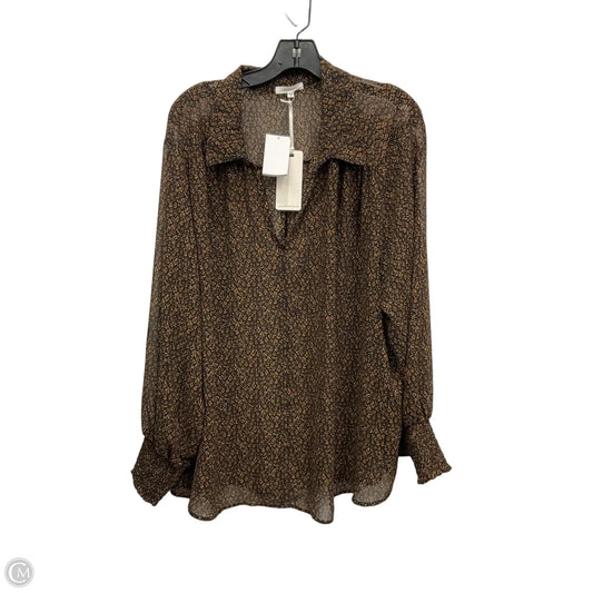 Top Long Sleeve By Pleione In Black & Brown, Size: 3x