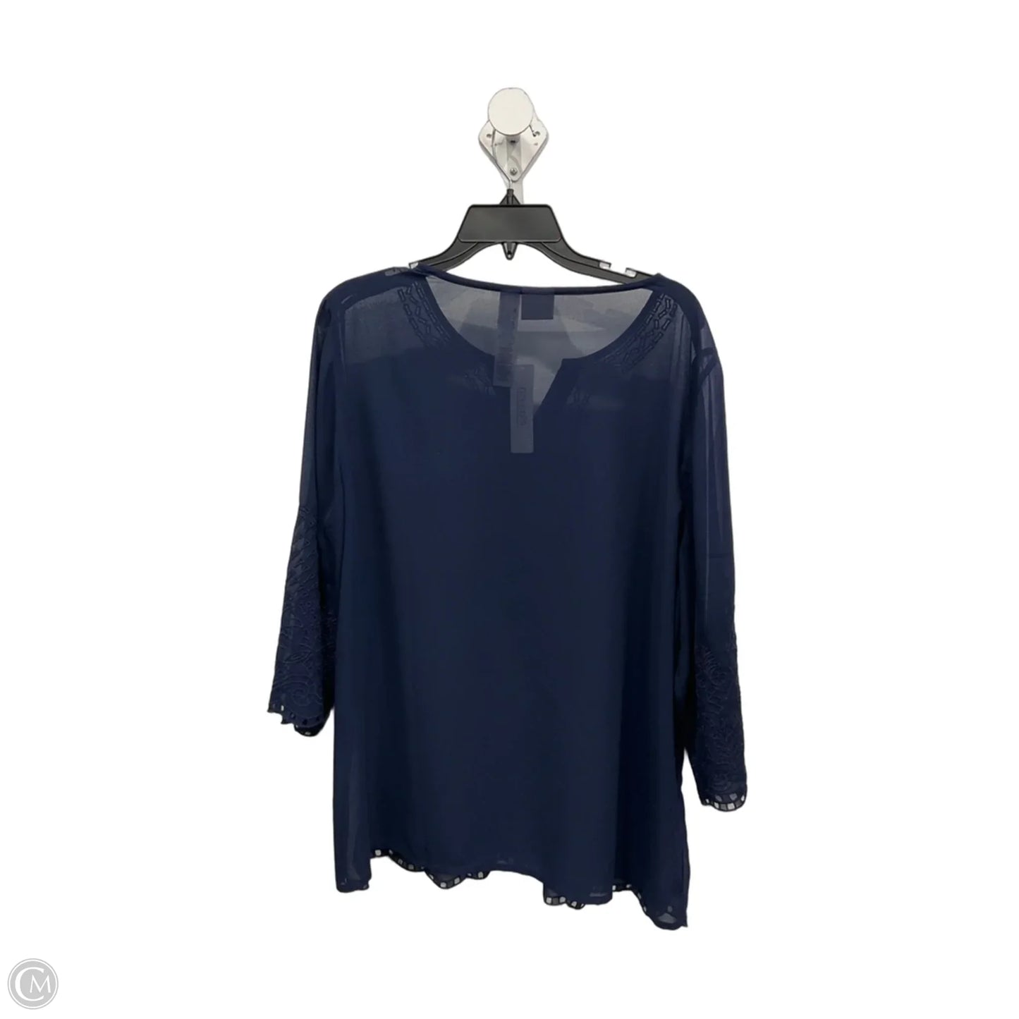 Top 3/4 Sleeve By Chicos In Navy, Size: Xl