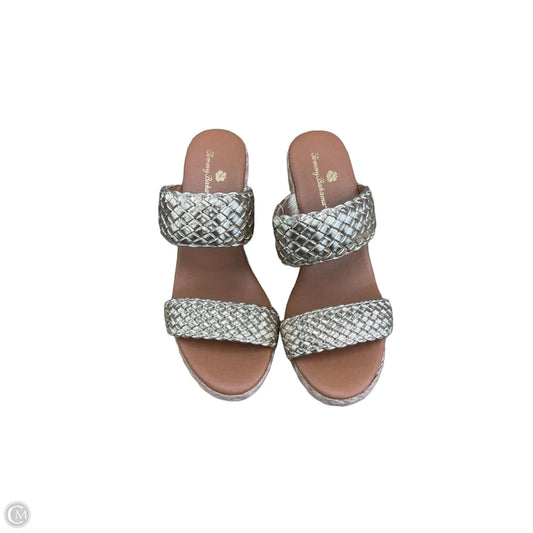 Sandals Heels Wedge By Tommy Bahama In Gold & Tan, Size: 7