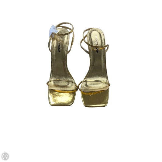 Sandals Heels Stiletto By Fashion Nova In Gold, Size: 10
