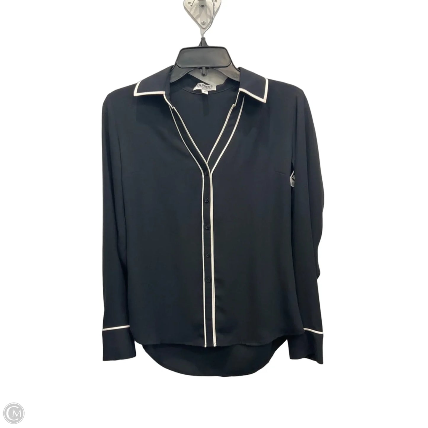 Blouse Long Sleeve By Express In Black & White, Size: S