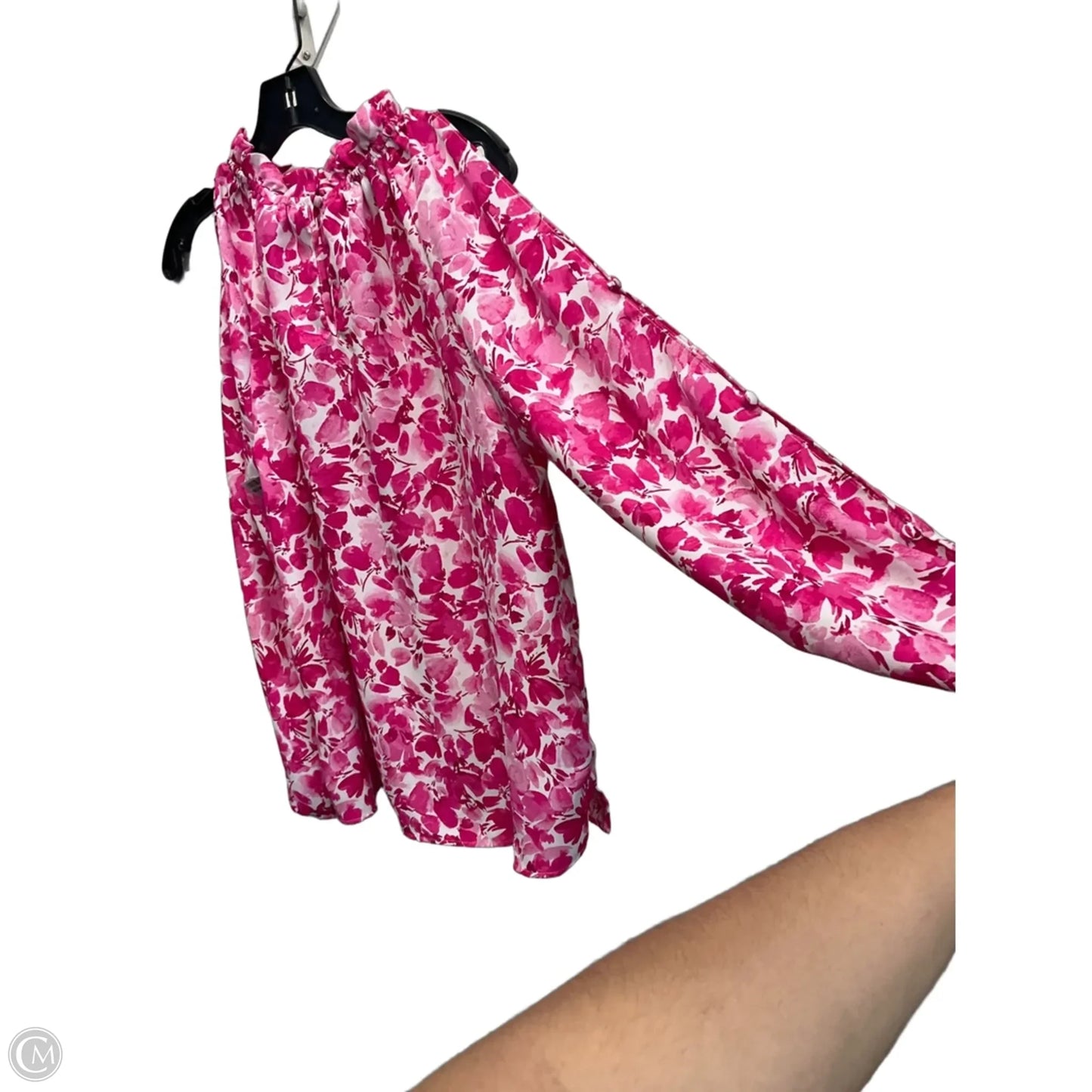 Top Long Sleeve By Vince Camuto In Pink & White, Size: S
