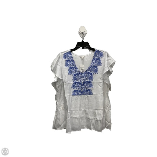 Top Sleeveless By Cato In Blue & White, Size: Xl
