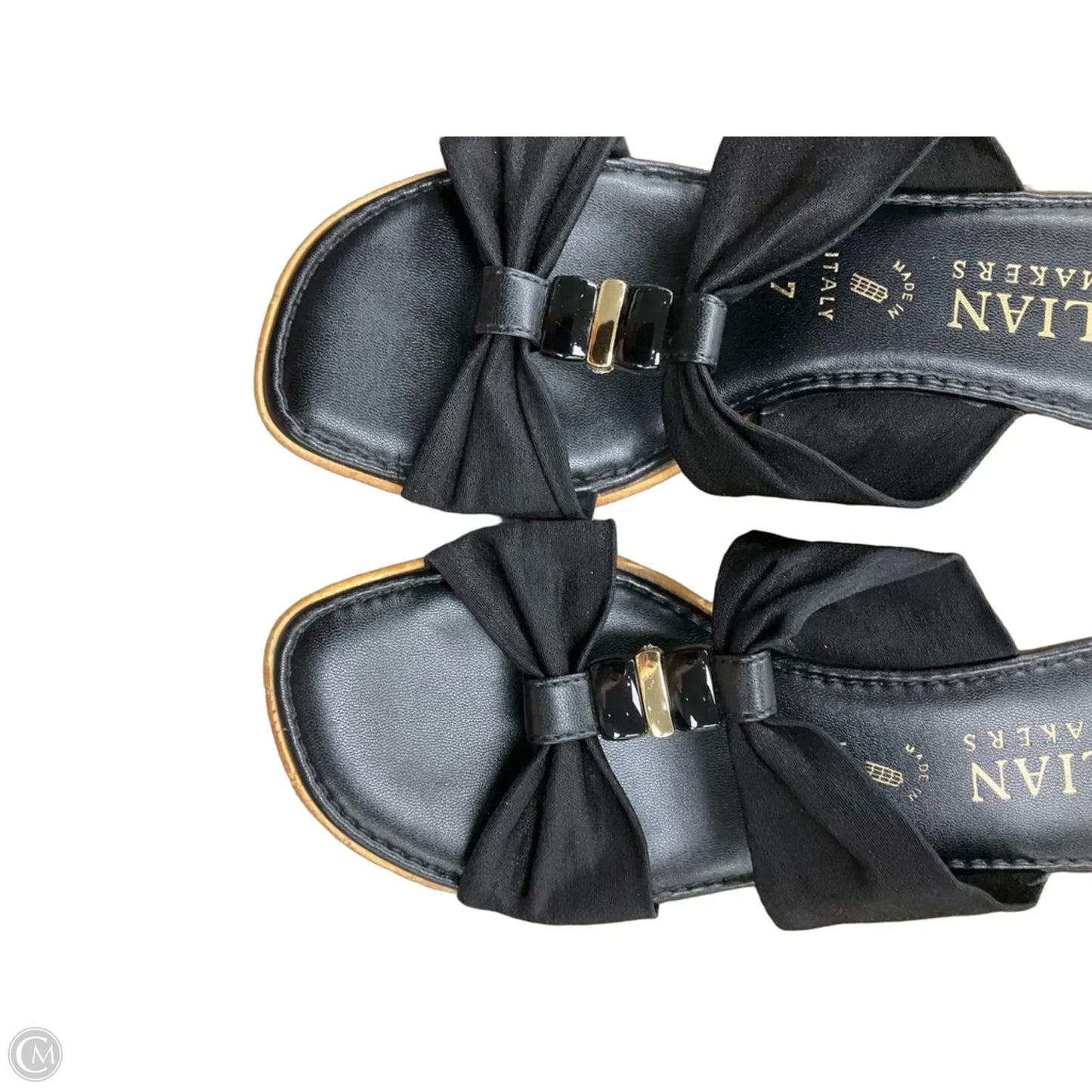 Sandals Heels Block By Italian Shoemakers In Black, Size: 7