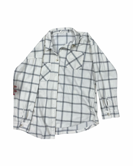 Jacket Shirt By Maurices In Cream & Grey, Size:L