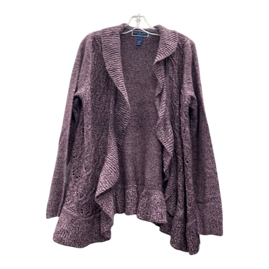 Sweater Cardigan By Karen Scott In Purple, Size:Xlp