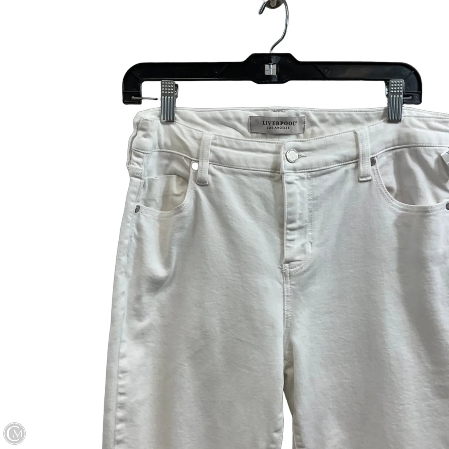 Pants Cropped By Liverpool In White Denim, Size: 10
