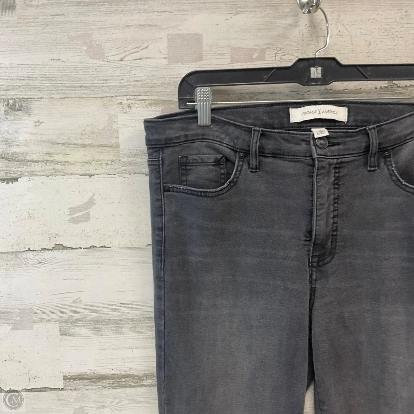 Jeans Flared By Vintage America In Black Denim, Size: 12