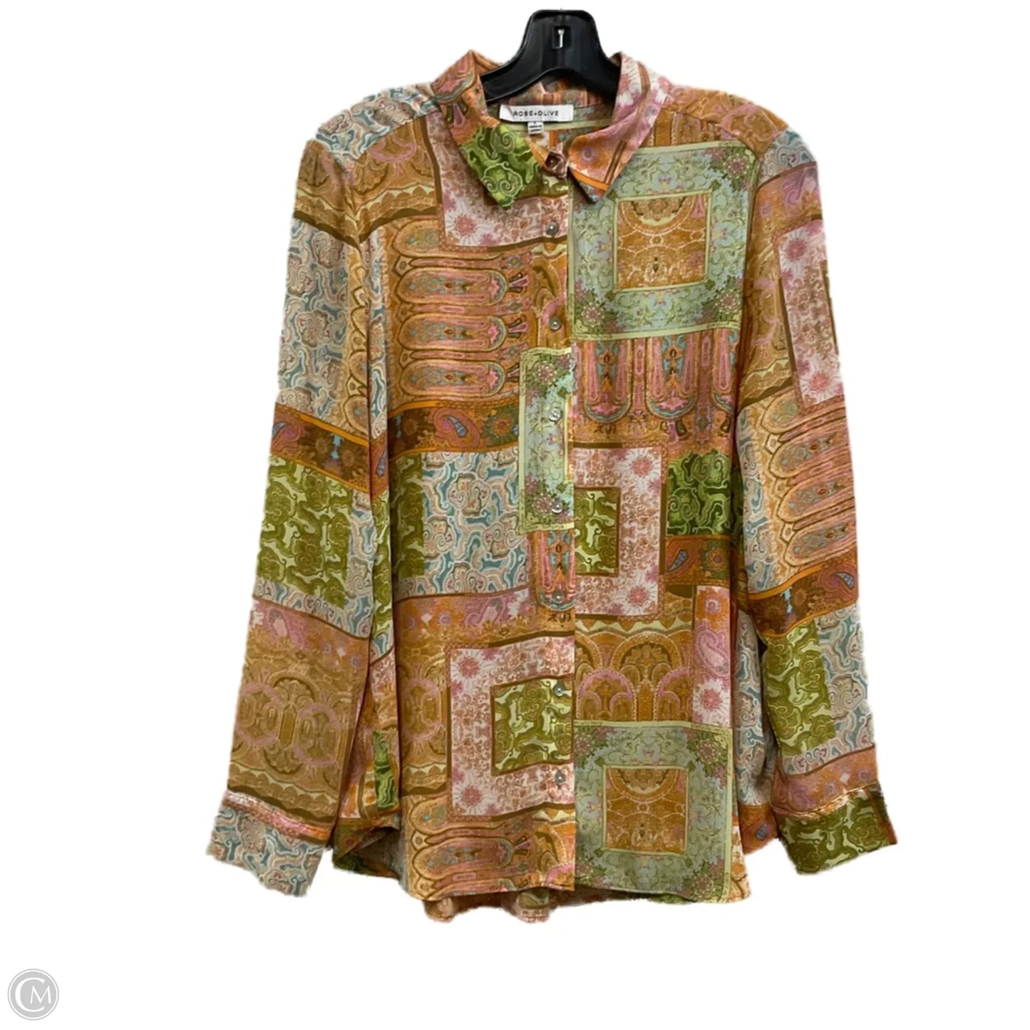 Blouse Long Sleeve By Rose And Olive In Orange & Pink, Size: L