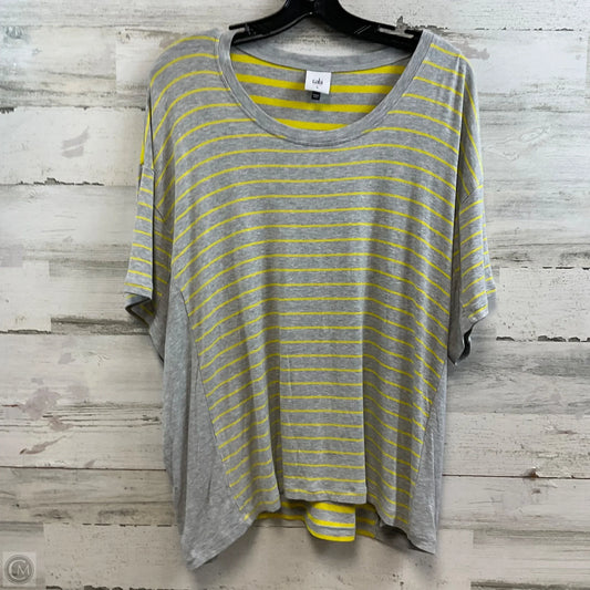 Top Short Sleeve Basic By Cabi In Grey & Yellow, Size: S