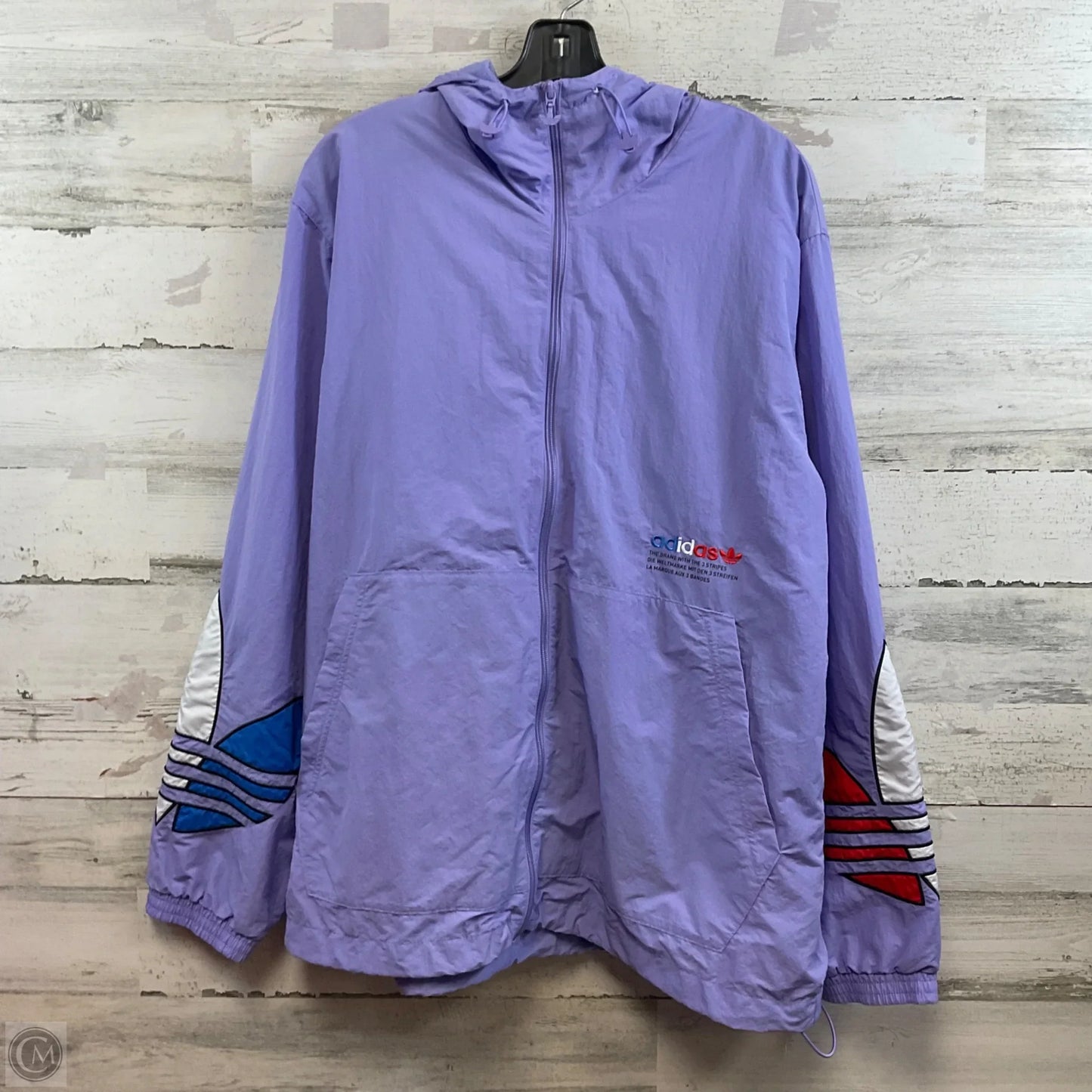 Jacket Windbreaker By Adidas In Purple, Size: L