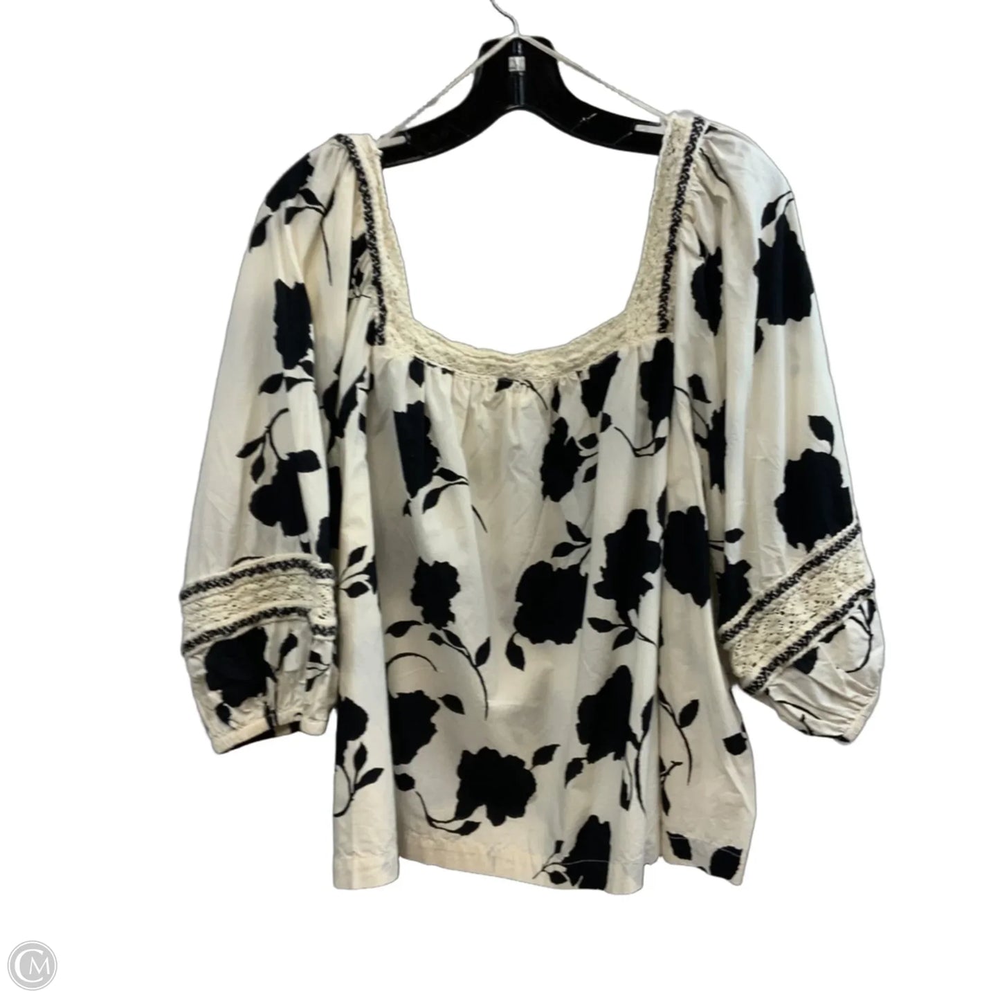 Top Short Sleeve By Maurices In Black & Cream, Size: 2x