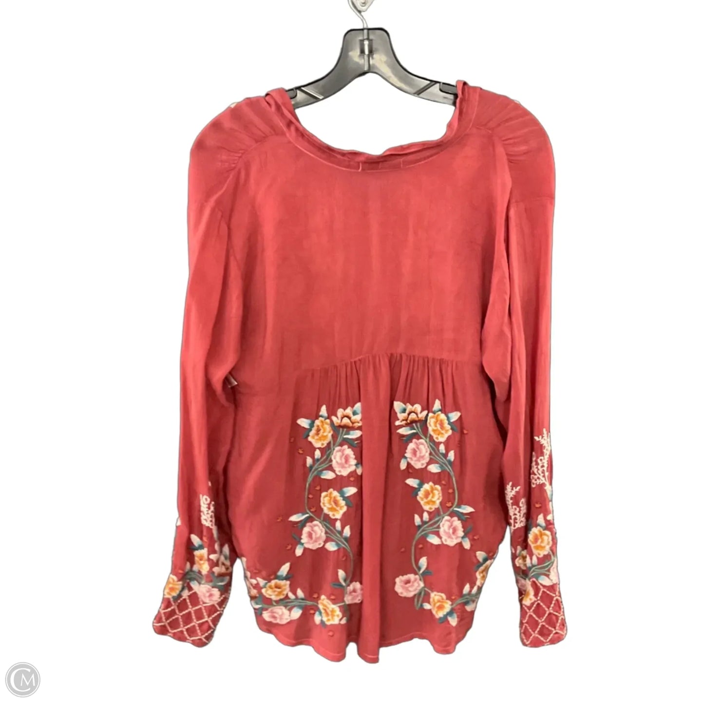Blouse Long Sleeve By Johnny Was In Red, Size: S