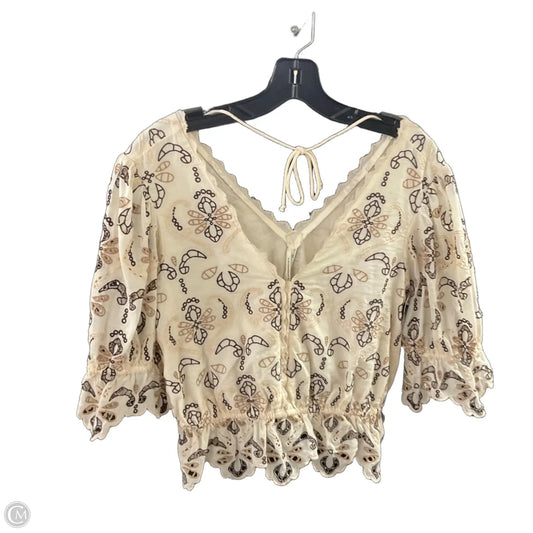Blouse Short Sleeve By Anthropologie In Cream, Size: Xs
