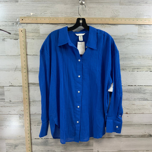Blue Blouse Long Sleeve H&m, Size L