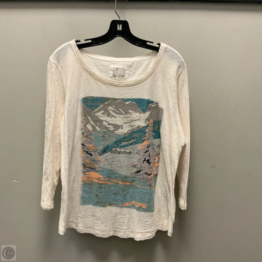 Top Long Sleeve Basic By Anthropologie In Cream, Size: L