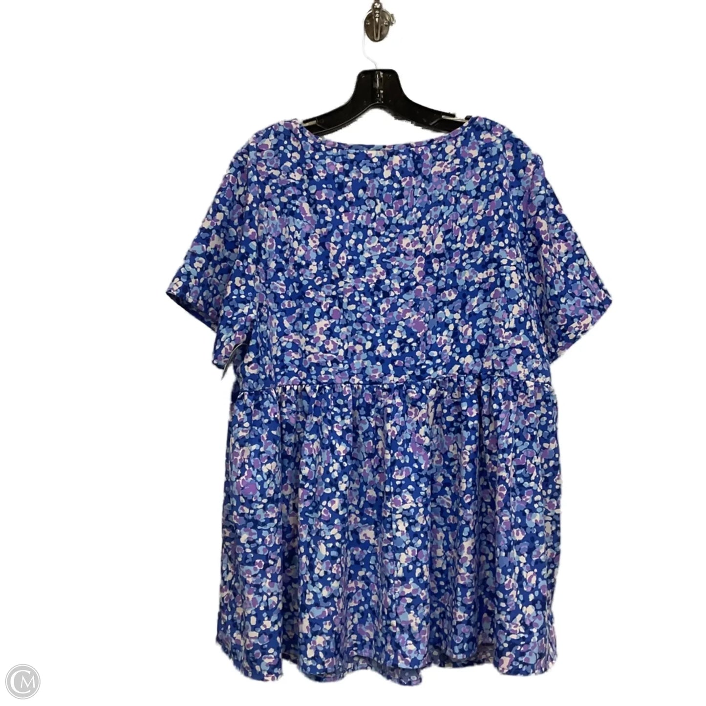 Top Short Sleeve By Emery Rose  In Blue & Purple, Size: 1x