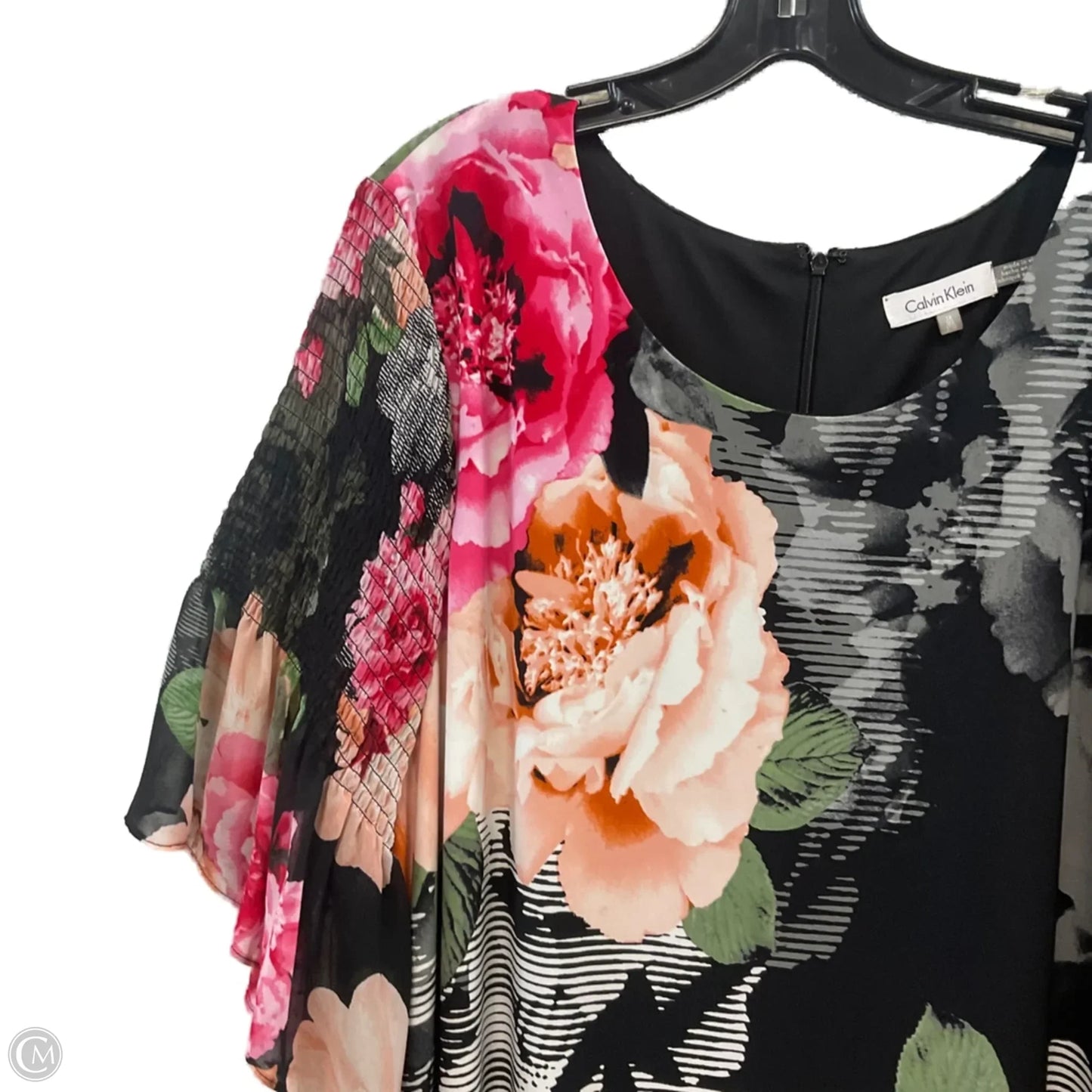 Dress Casual Midi By Calvin Klein In Black & Pink, Size: 3x