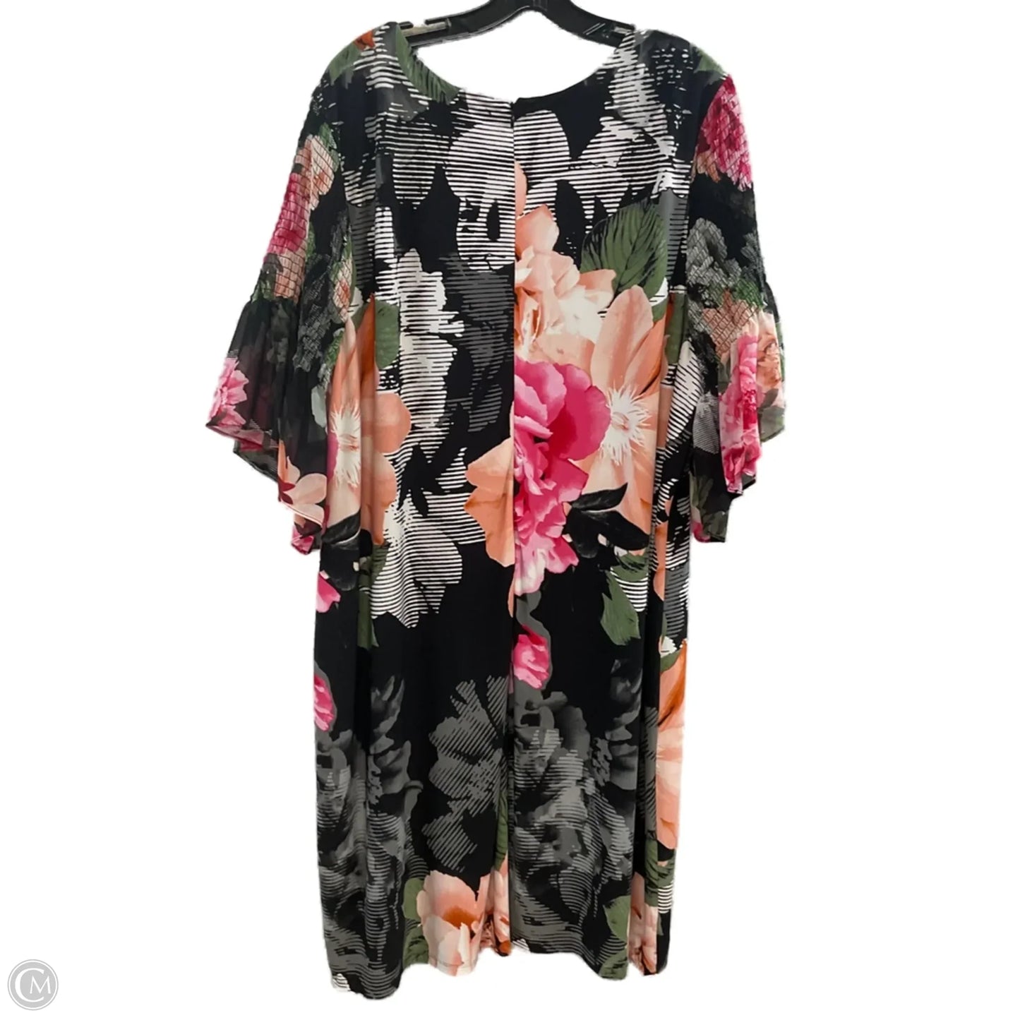 Dress Casual Midi By Calvin Klein In Black & Pink, Size: 3x