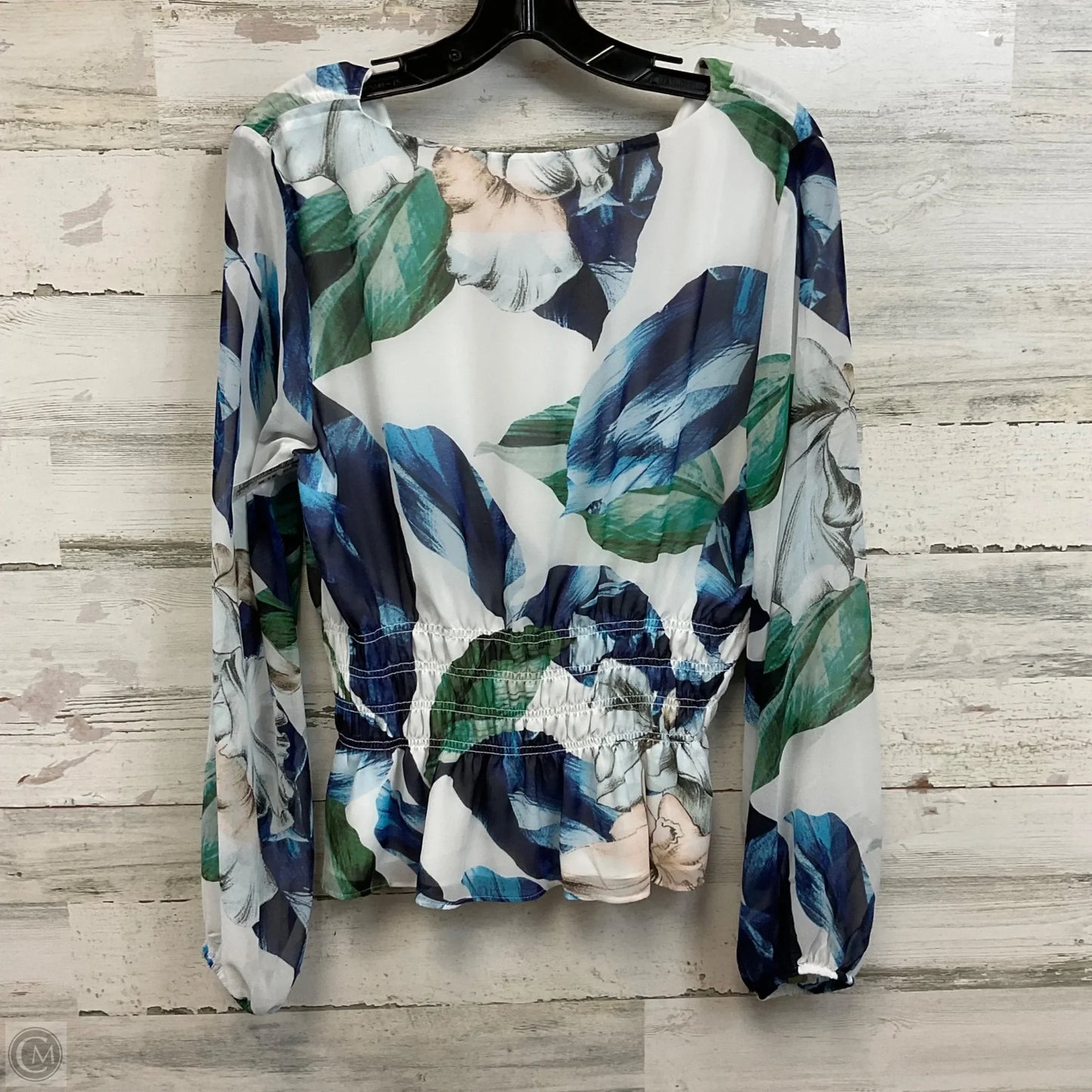 Blouse Long Sleeve By White House Black Market In Blue & Green, Size: M