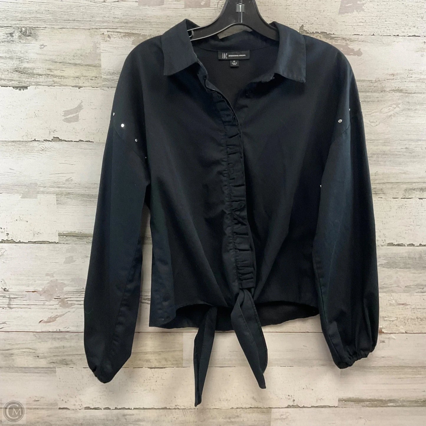 Blouse Long Sleeve By Inc In Black, Size: M