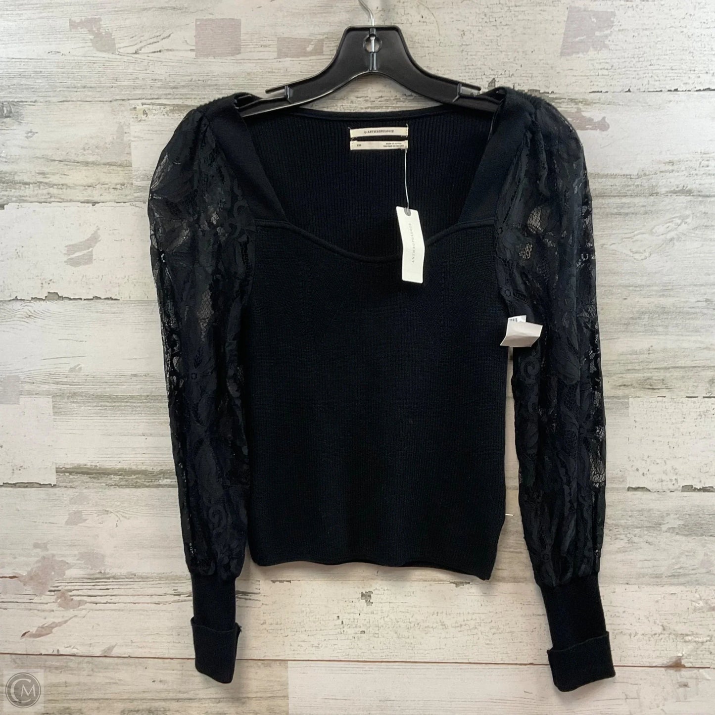 Top Long Sleeve By Anthropologie In Black, Size: Xxs
