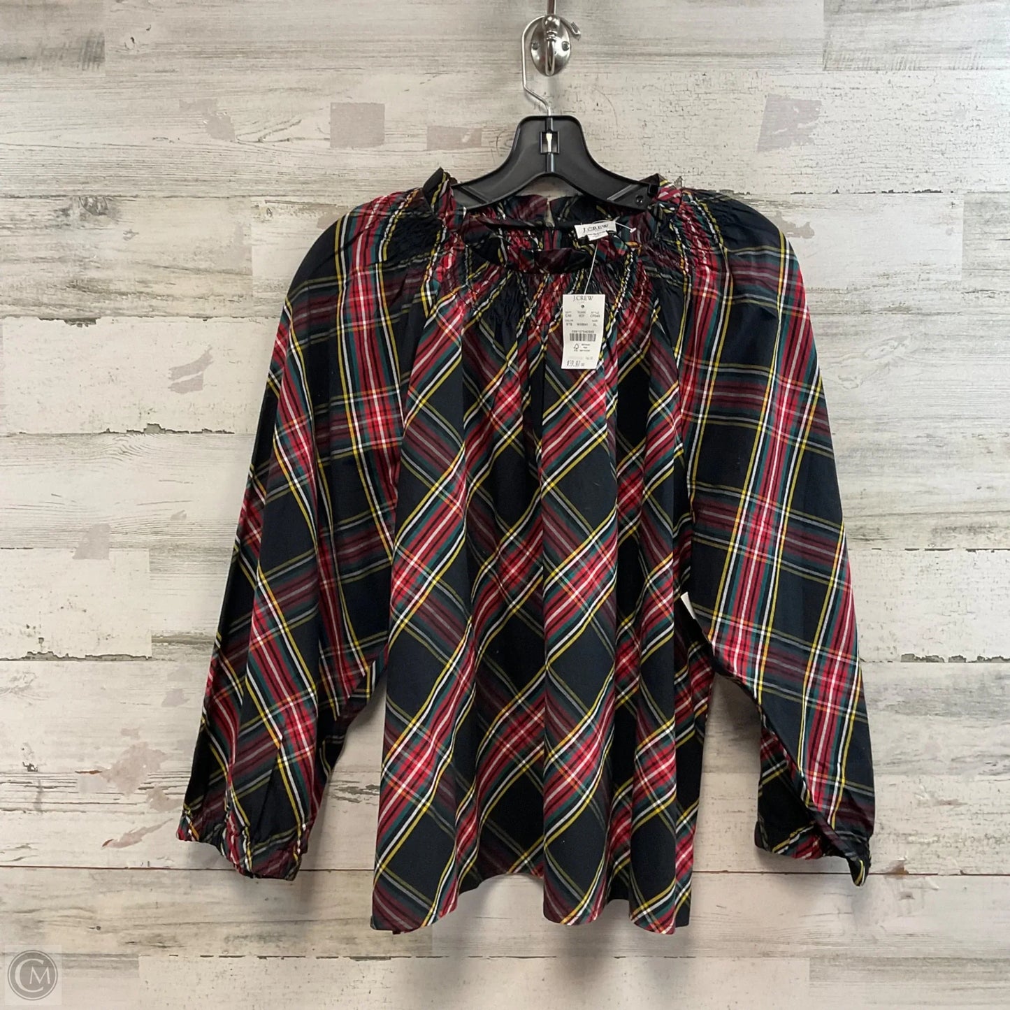 Blouse Long Sleeve By J. Crew In Black & Green, Size: Xl