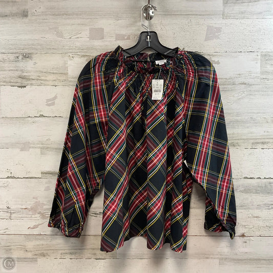 Blouse Long Sleeve By J. Crew In Black & Green, Size: Xl
