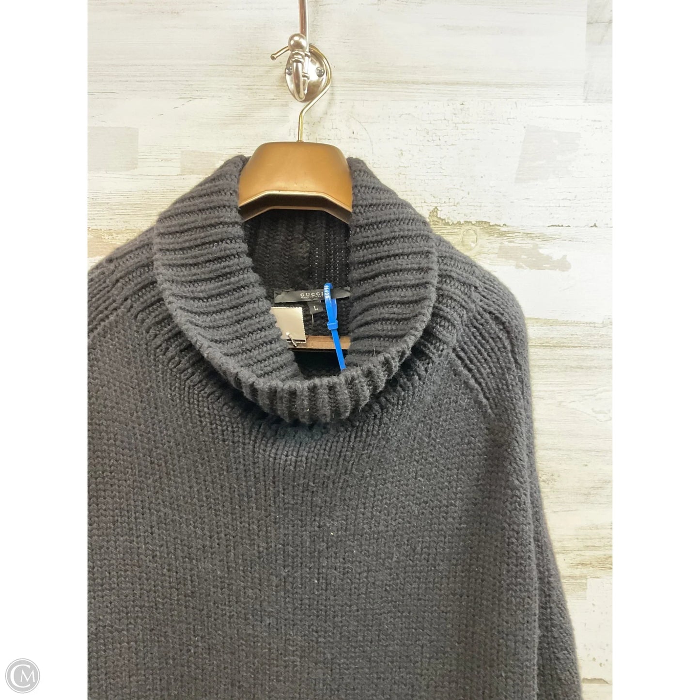 Shawl Luxury Designer By Gucci In Black, Size: L