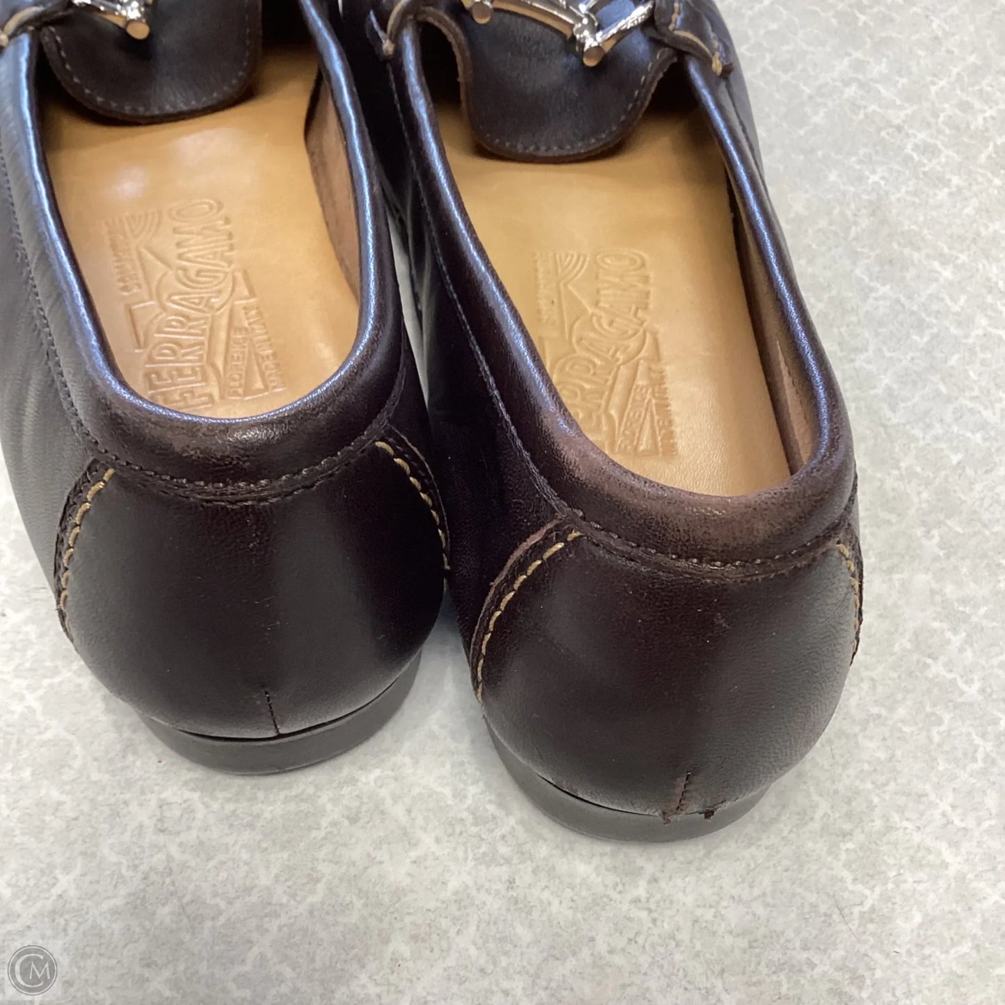 Shoes Luxury Designer By Ferragamo In Brown, Size: 7.5