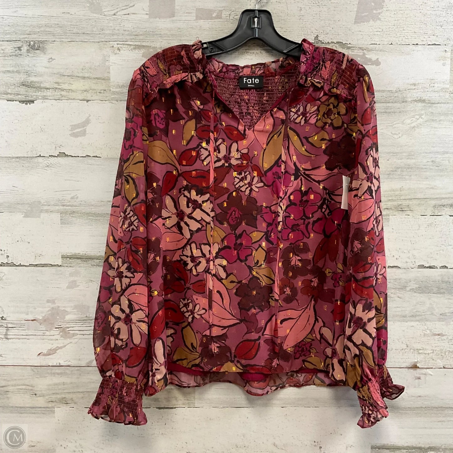 Blouse Long Sleeve By Fate In Pink, Size: S