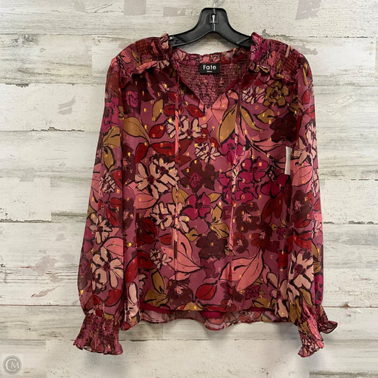 Blouse Long Sleeve By Fate In Pink, Size: S