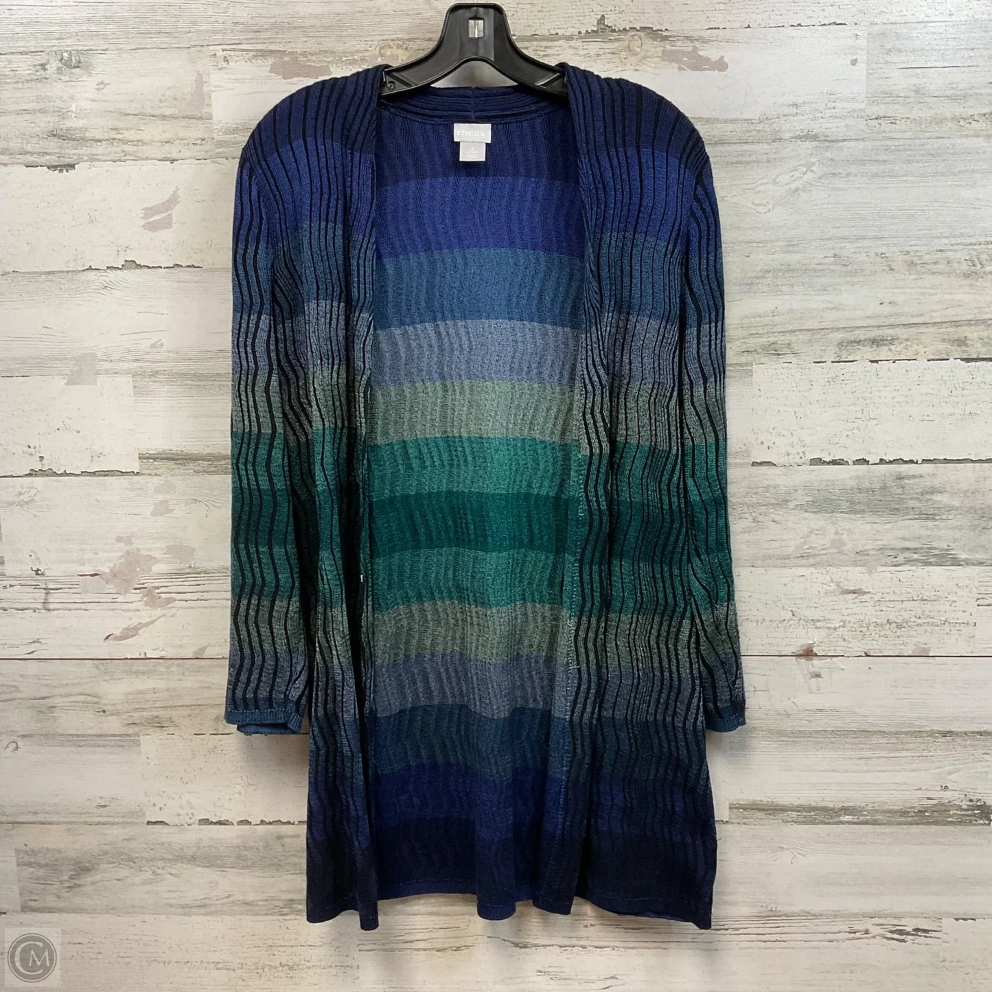 Cardigan By Chicos In Blue & Green, Size: 2