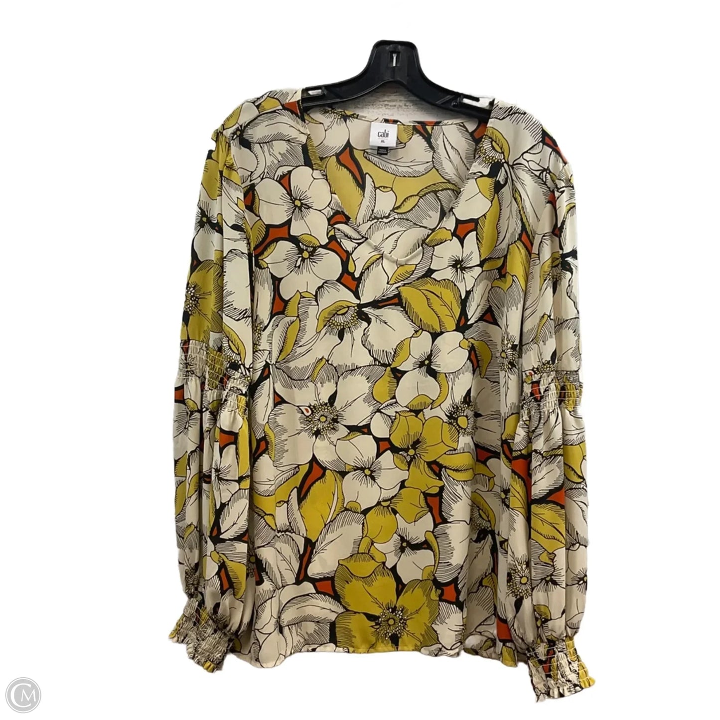 Blouse Long Sleeve By Cabi In Yellow, Size: Xl