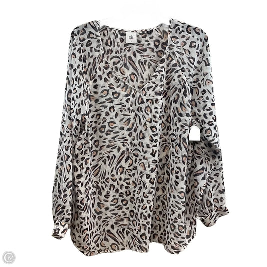 Blouse Long Sleeve By Cabi In Grey & Purple, Size: L