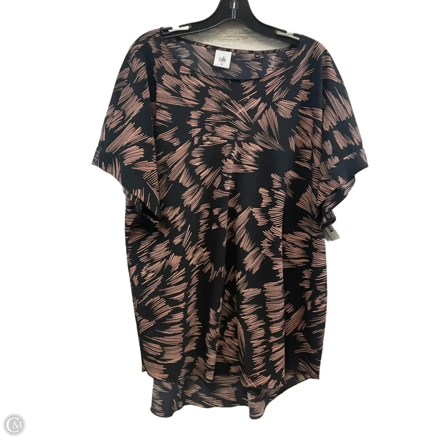 Top Short Sleeve By Cabi In Black & Pink, Size: Xl