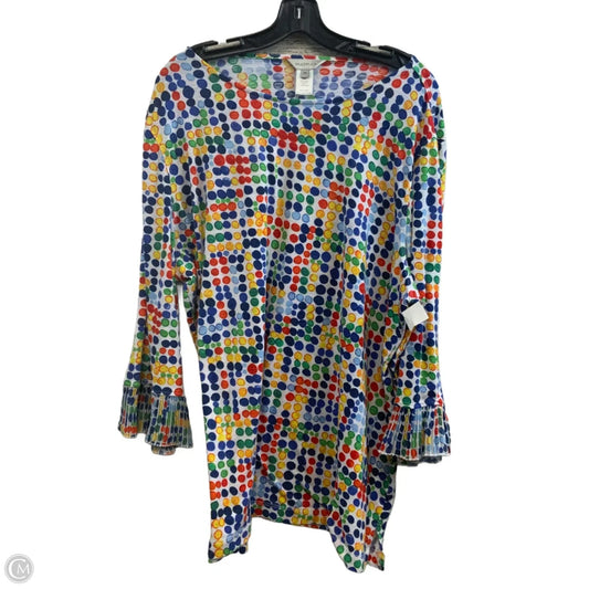 Top Long Sleeve By Multiples In Red & Yellow, Size: 2x