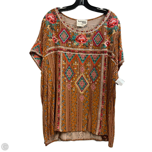 Top Short Sleeve By Savanna Jane In Orange, Size: 3x