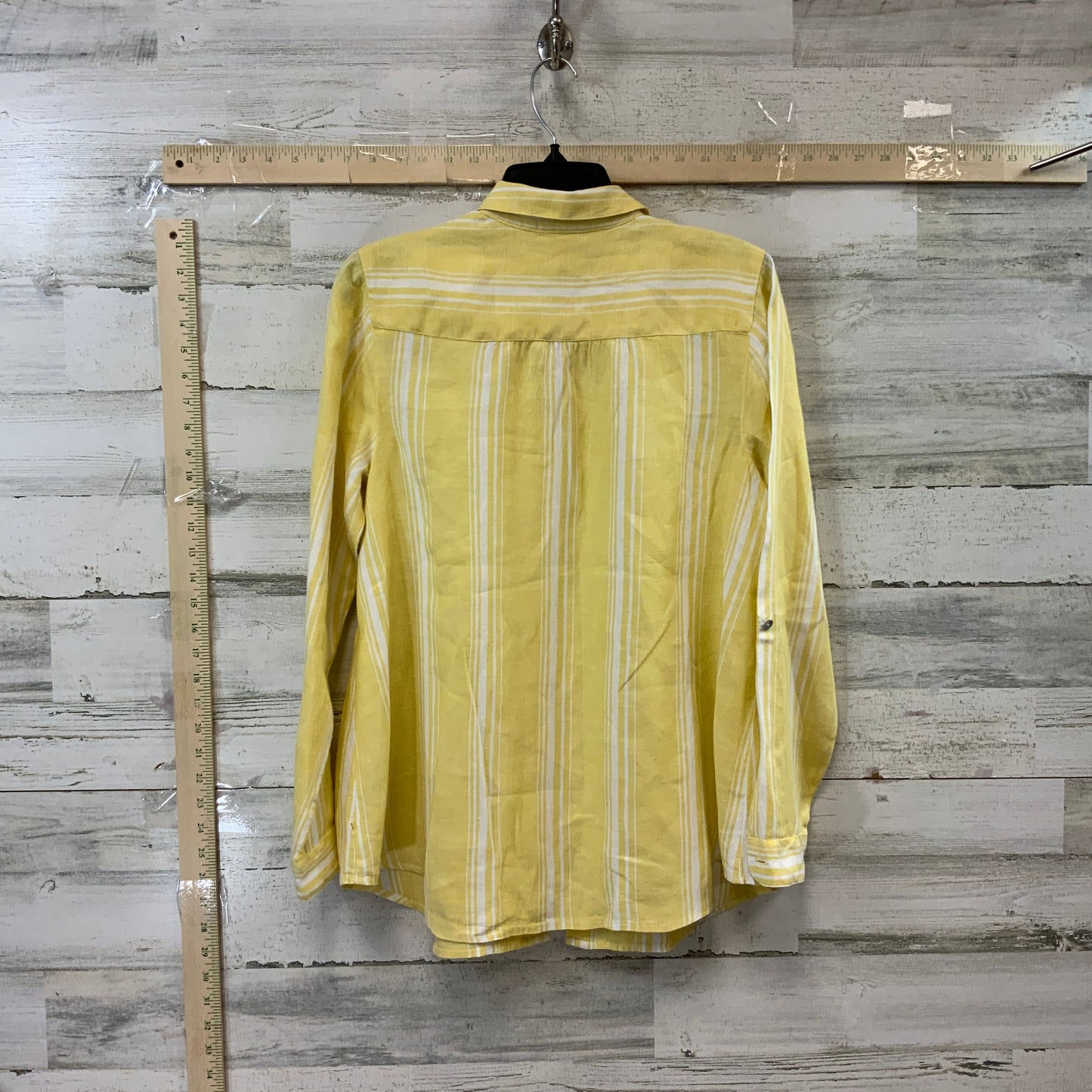 White & Yellow Blouse Long Sleeve J. Jill, Size S