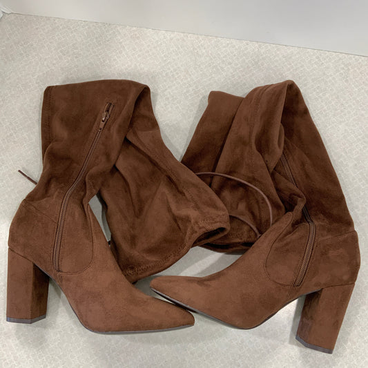 Boots Knee Heels By Shoedazzle In Brown, Size: 8.5
