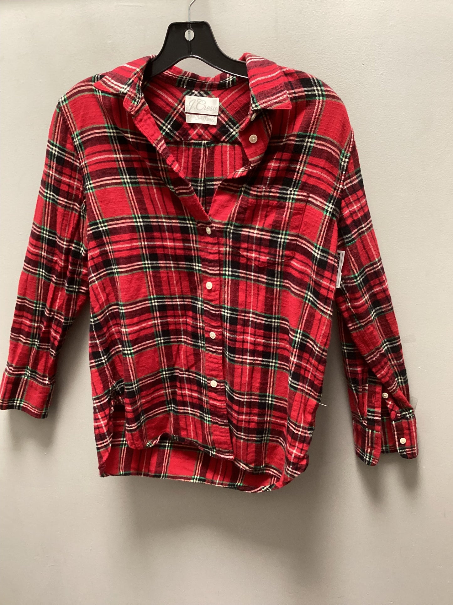 Blouse Long Sleeve By J. Crew In Red, Size: S