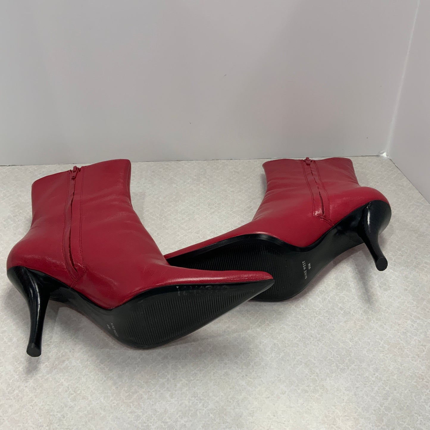 Boots Ankle Heels By Nine West In Red, Size: 9.5