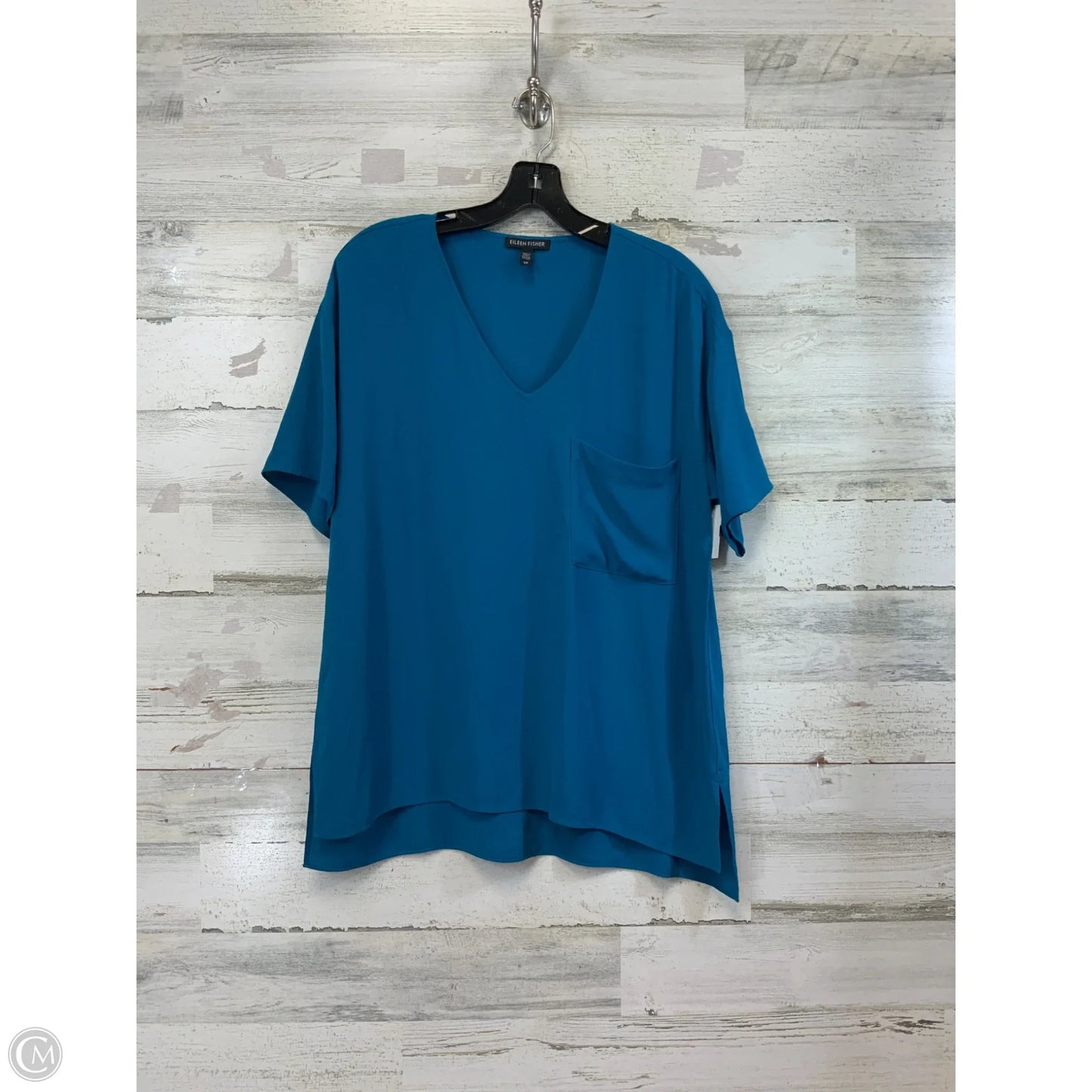 Blouse Short Sleeve By Eileen Fisher In Blue, Size: S