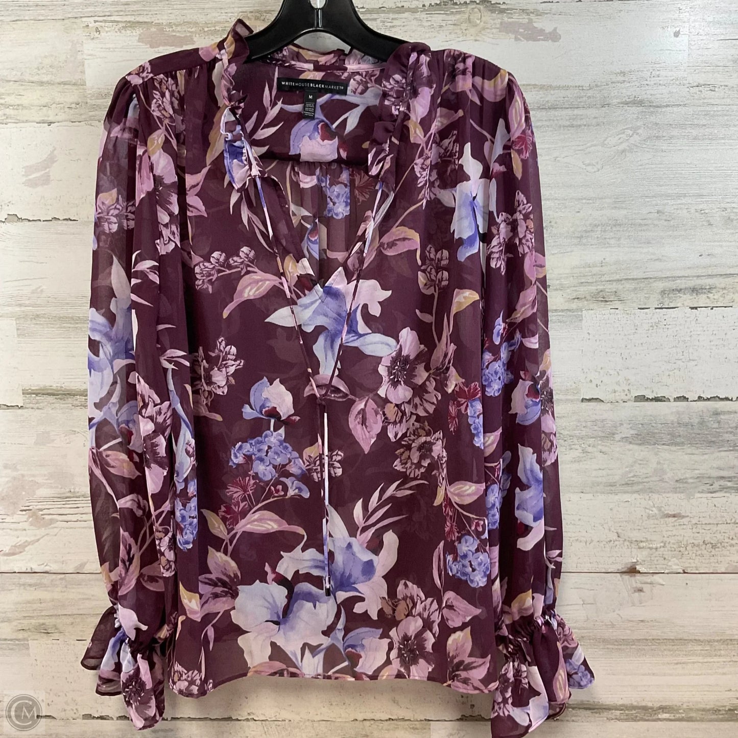 Blouse Long Sleeve By White House Black Market In Purple, Size: M
