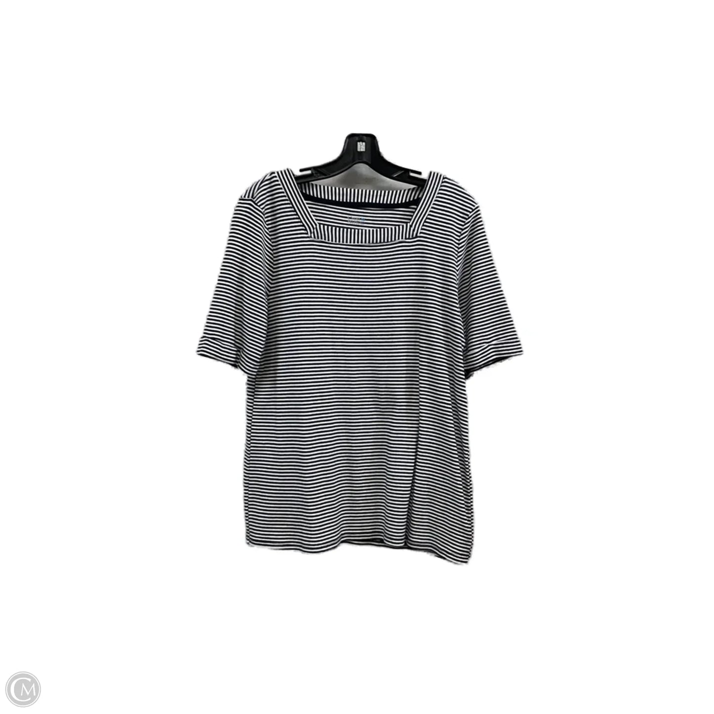 Top Short Sleeve Basic By Croft And Barrow In Blue & White, Size: L