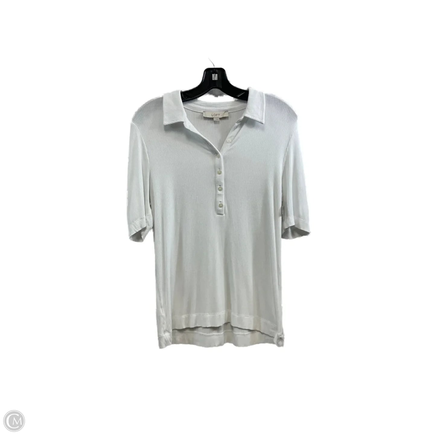 Top Short Sleeve By Loft In White, Size: L
