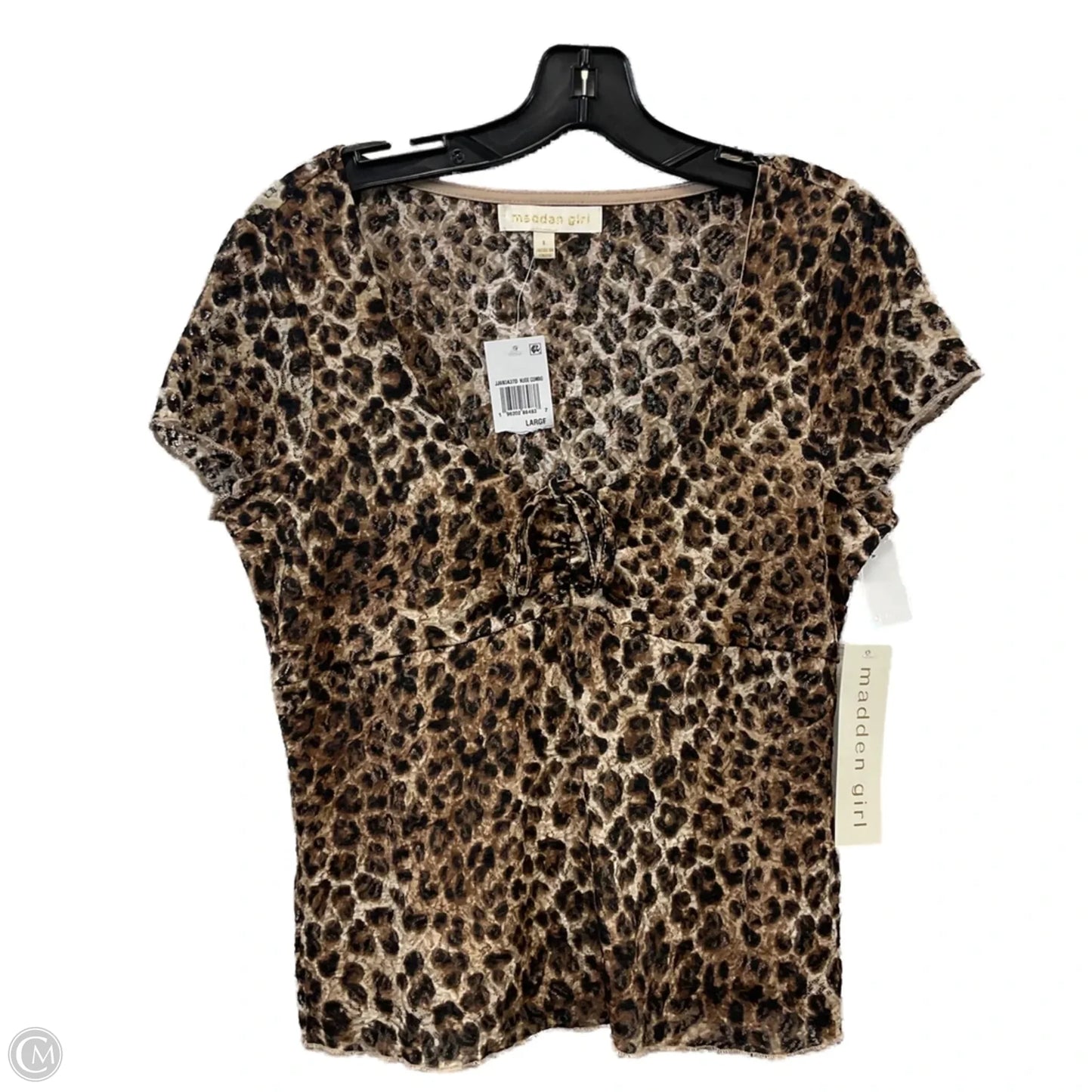 Top Short Sleeve By Madden Girl In Brown, Size: L